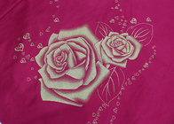 la deformación 100% del poliéster hizo punto la tela color de rosa grande impresa del colchón del polvo del oro
